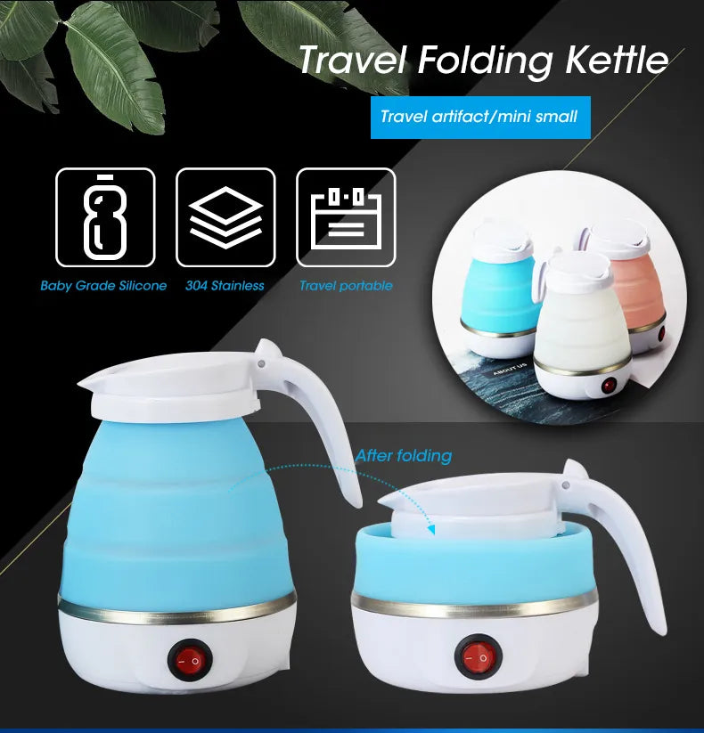 Mini Folding Kettle 0.6L - Portable 600W Water Heater, Silicone Electric Kettle for Home & Travel