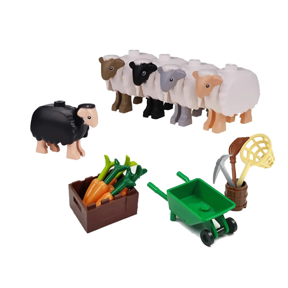 MOC Animal Scene Building Blocks – Zoo & Wildlife DIY Toy Bricks with Ducks, Cats, Dogs, Penguins, Eagles, Wolves, Bears, Deer, Sharks, Snakes, Mice, Sheep (K055)