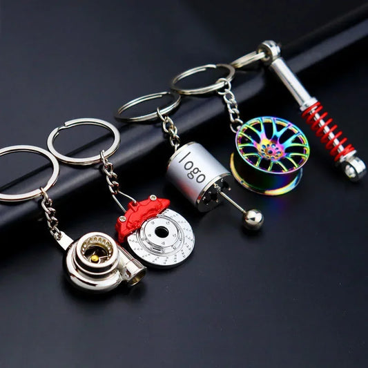 Creative Gear Head Keychain – Speed Gearbox & Turbo Hub Brake Disc Pendant for Car Keys, Shock Absorber Keyring