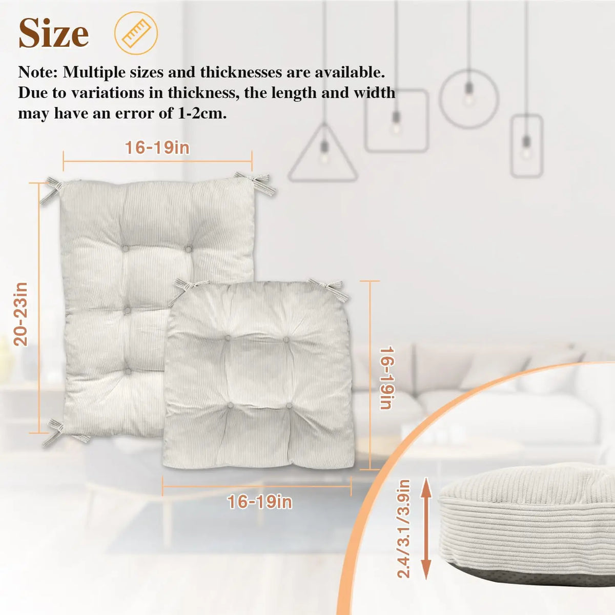 Custom Tufted Rocking Chair Cushion – Non-Slip Corduroy Seat Pad with Ties, Comfortable Indoor Rocking Chair Cushion Set