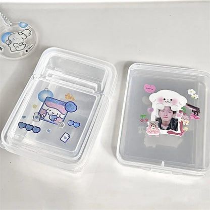 Transparent Plastic Card Storage Box - Small Organizer Case for Photocards, Stationery & Desk Accessories