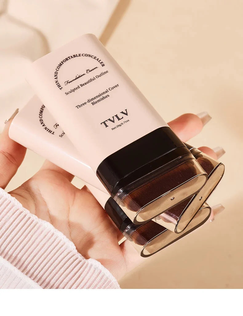 TVLV Eraser Foundation Stick with Brush – 20g Brightening Liquid Foundation & Long-Lasting Concealer
