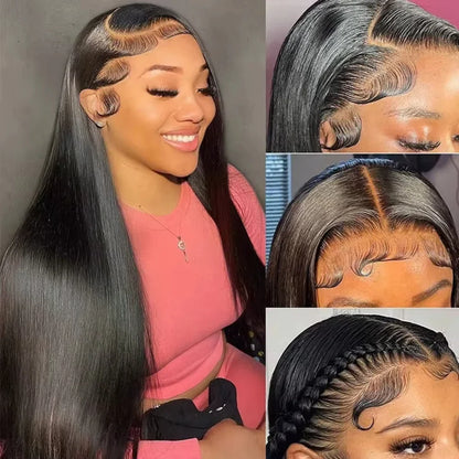 38 Inch 210% Density Bone Straight Lace Front Wig – HD Transparent 13x6 Brazilian Human Hair Wig for Women