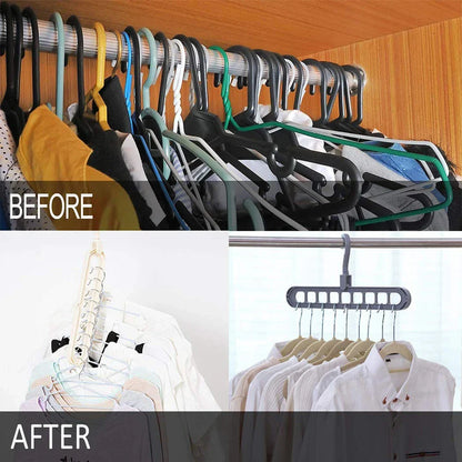 9-Hole Multi-Function Clothes Hanger Organizer – Space-Saving Folding Magic Rack for Scarves & Clothes