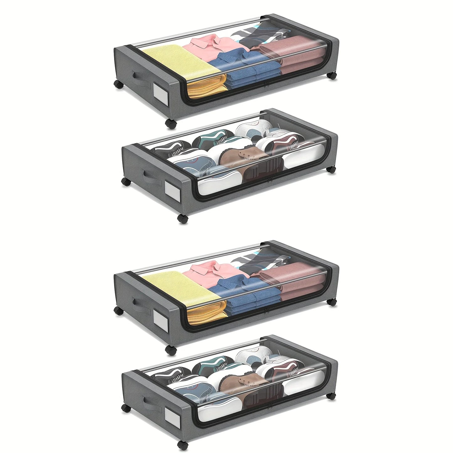 Underbed Storage Lockers with Wheels & Lids – Space-Saving Pull-Out Containers for Shoes & Clothes, Ideal for Dorm Bedrooms