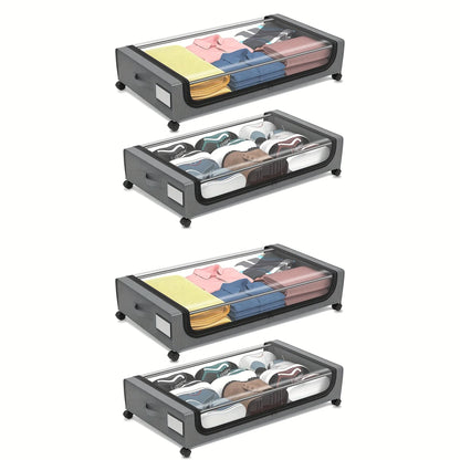 Underbed Storage Lockers with Wheels & Lids – Space-Saving Pull-Out Containers for Shoes & Clothes, Ideal for Dorm Bedrooms