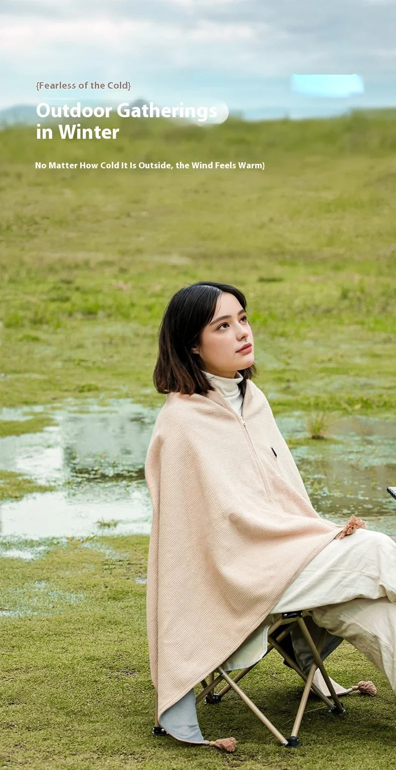 USB Electric Wearable Heated Blanket – Washable Warmer with 3 Adjustable Temperature Levels for Women