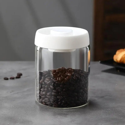Vacuum Sealed Glass Coffee Bean Jar — Airtight, Moisture-Proof Household Container with Air Extraction for Fresh Coffee