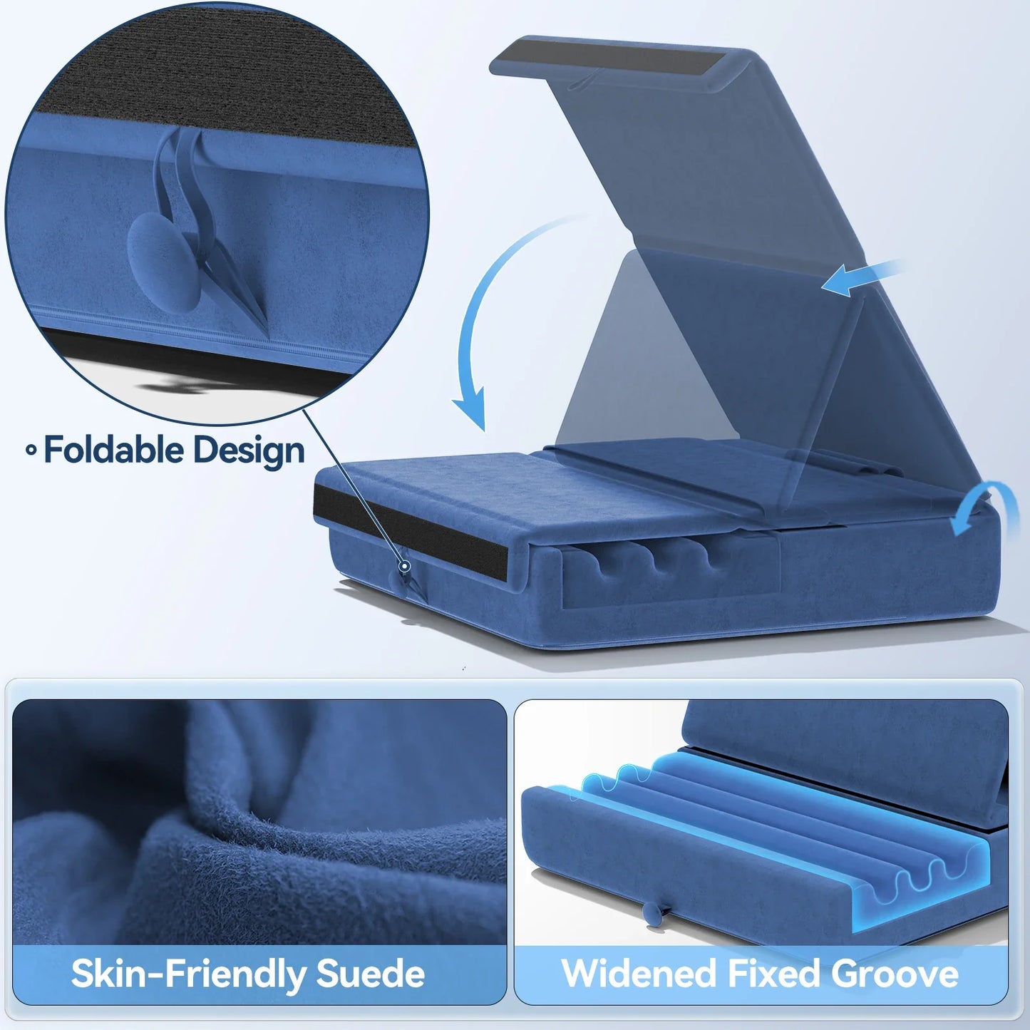 KDD Foldable Tablet Pillow Stand – Soft Lap & Desk Holder with Stylus Pocket for iPad Pro
