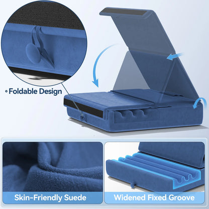 KDD Foldable Tablet Pillow Stand – Soft Lap & Desk Holder with Stylus Pocket for iPad Pro