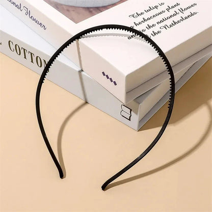 Elegant Non-Slip Toothed Hair Hoop – Thin Plastic Bezel Headband for Women & Girls