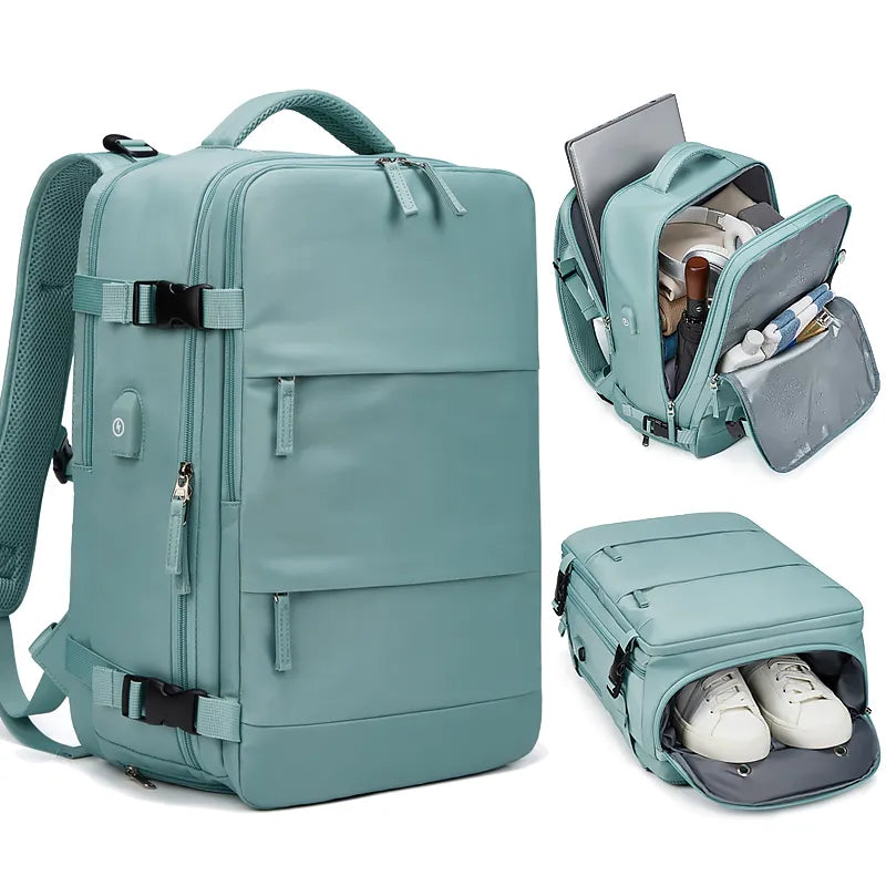 Women's Laptop Backpack 15.6inch | USB Charging School Backpack with Independent Shoe Bag | Teenage Girl Travel Outdoor Backpack