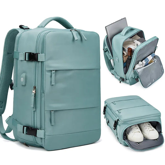 Women's Laptop Backpack 15.6inch | USB Charging School Backpack with Independent Shoe Bag | Teenage Girl Travel Outdoor Backpack