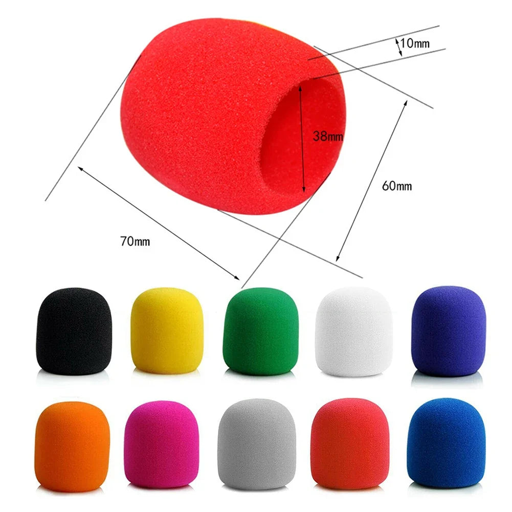 10pcs Thick Microphone Foam Covers - Professional Windscreen Sponge Caps for Studio Mic Protection