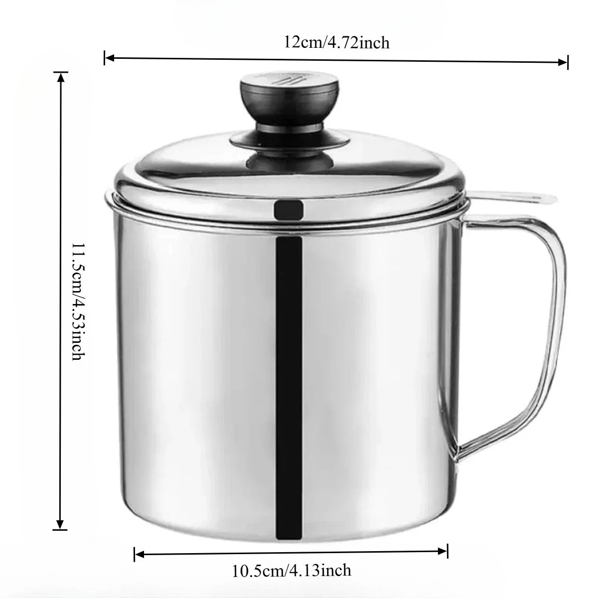 Bacon Grease Container - Kitchen Oil Storage Can with Strainer for Cooking Fat & Frying Oil