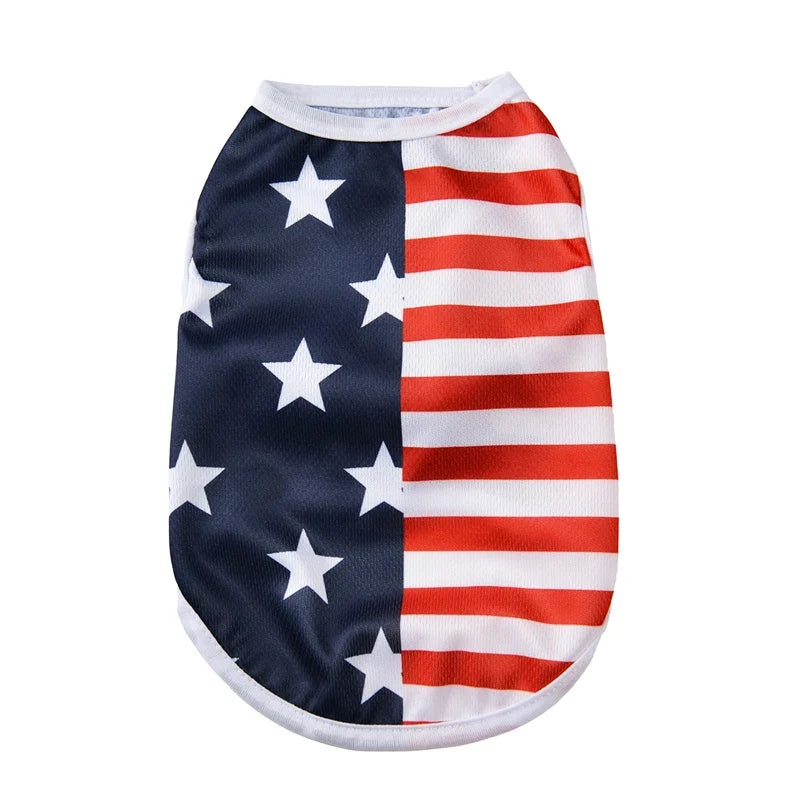 Summer Patriotic Dog Vest - Breathable Independence Day 4th of July Pet T-Shirt for Small Medium Dogs Cats