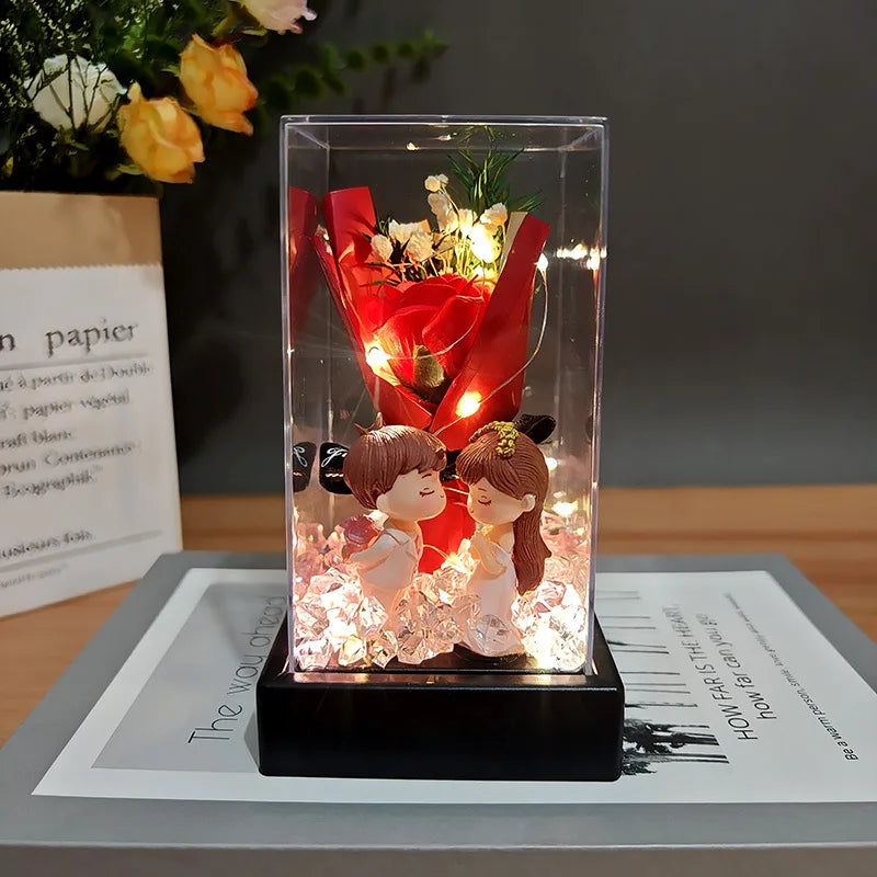 LED Eternal Rose Gift - 24K Gold Foil Flower with Glass Dome Light for Valentine’s Day, Wedding & Special Occasions