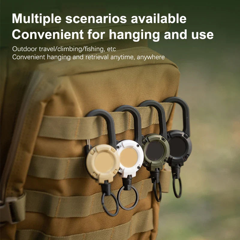 Outdoor Retractable Keychain: Wire Rope Reel with Steel Cable Key Ring - Convenient Retractable Tool for Easy Access and Security