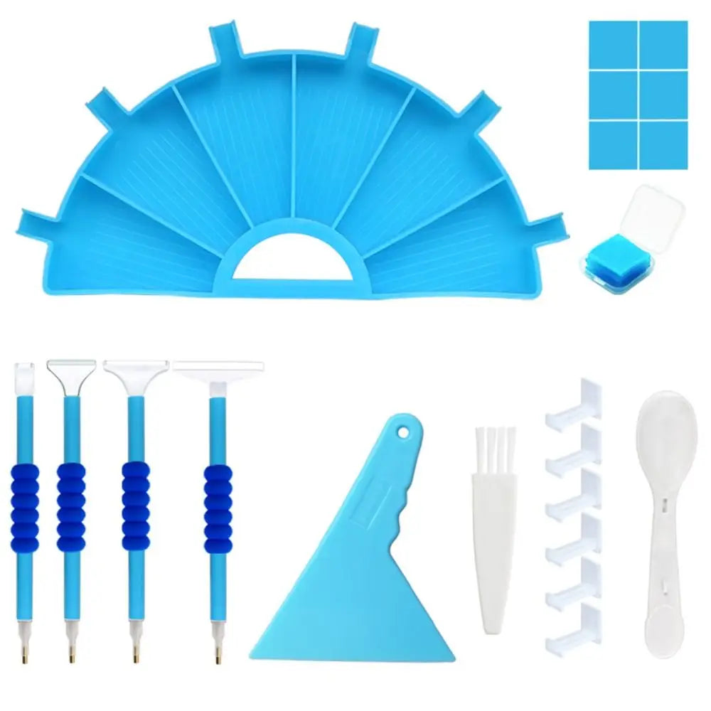6-Grid Diamond Painting Tray Kit – Large Capacity Drill Plate, Beading Plate, and Cross Stitch Tools with Diamond Painting Pen