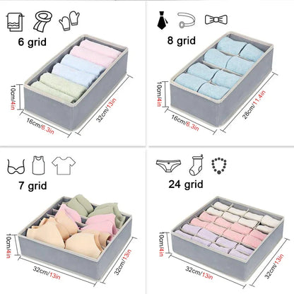 Foldable Underwear & Sock Organizer Box – Wardrobe Drawer Storage Divider for Bras, Pants, Scarves & Ties Closet Organizer