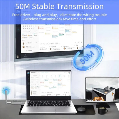 150M Wireless Video Transmitter & Receiver – HDMI-Compatible Extender, TV Stick, Screen Mirror Adapter for PC, DVD, TV & Projector