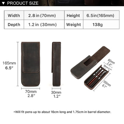 Luxury Genuine Leather 3-Slot Pen Case: Removable Pen Tray Holder - Office & School Supplies Pouch, Creative Gift
