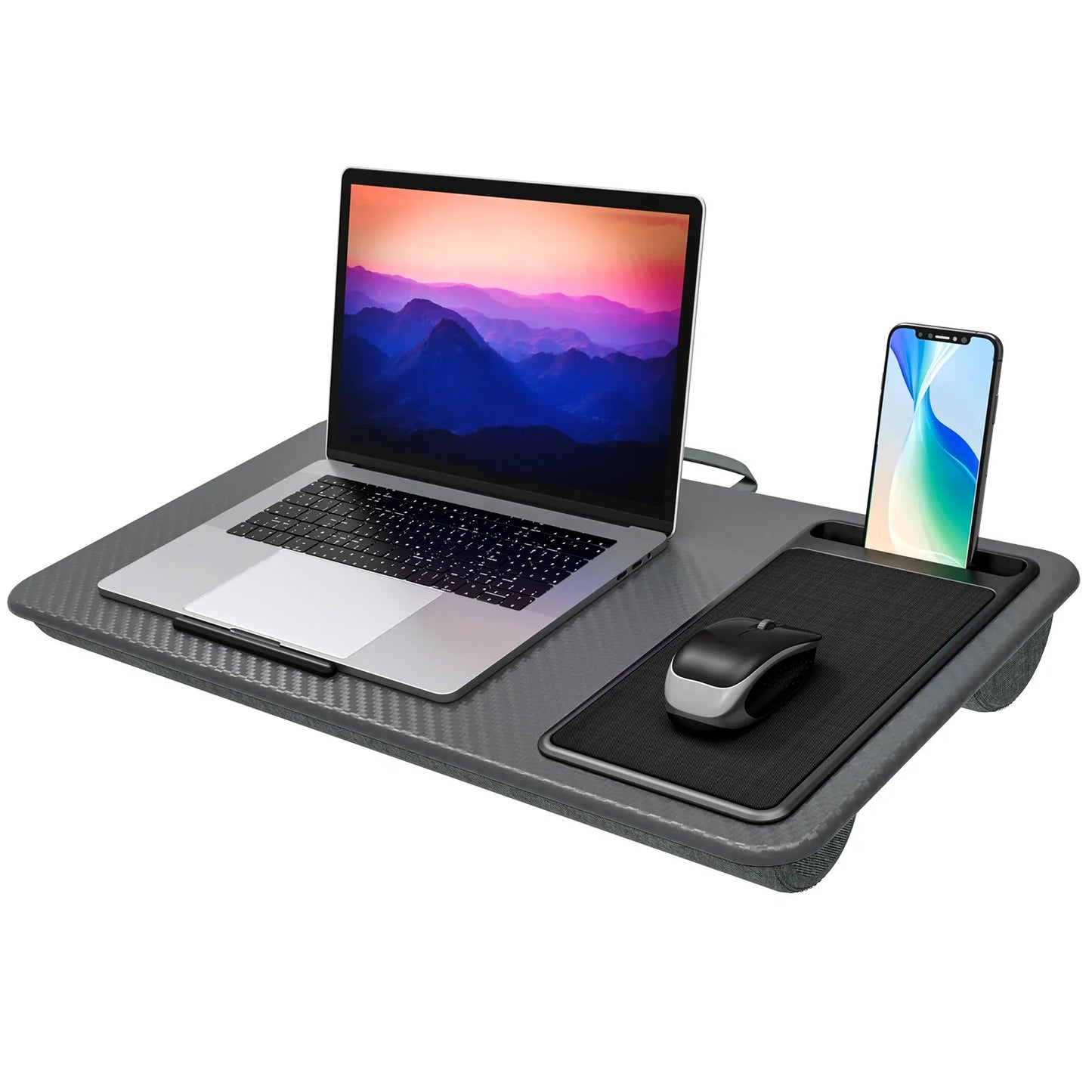 Lap Desk with Mouse Pad & Phone Holder – 21.1×12in Portable, Lightweight, Anti-Slip for Bed, Sofa, Couch