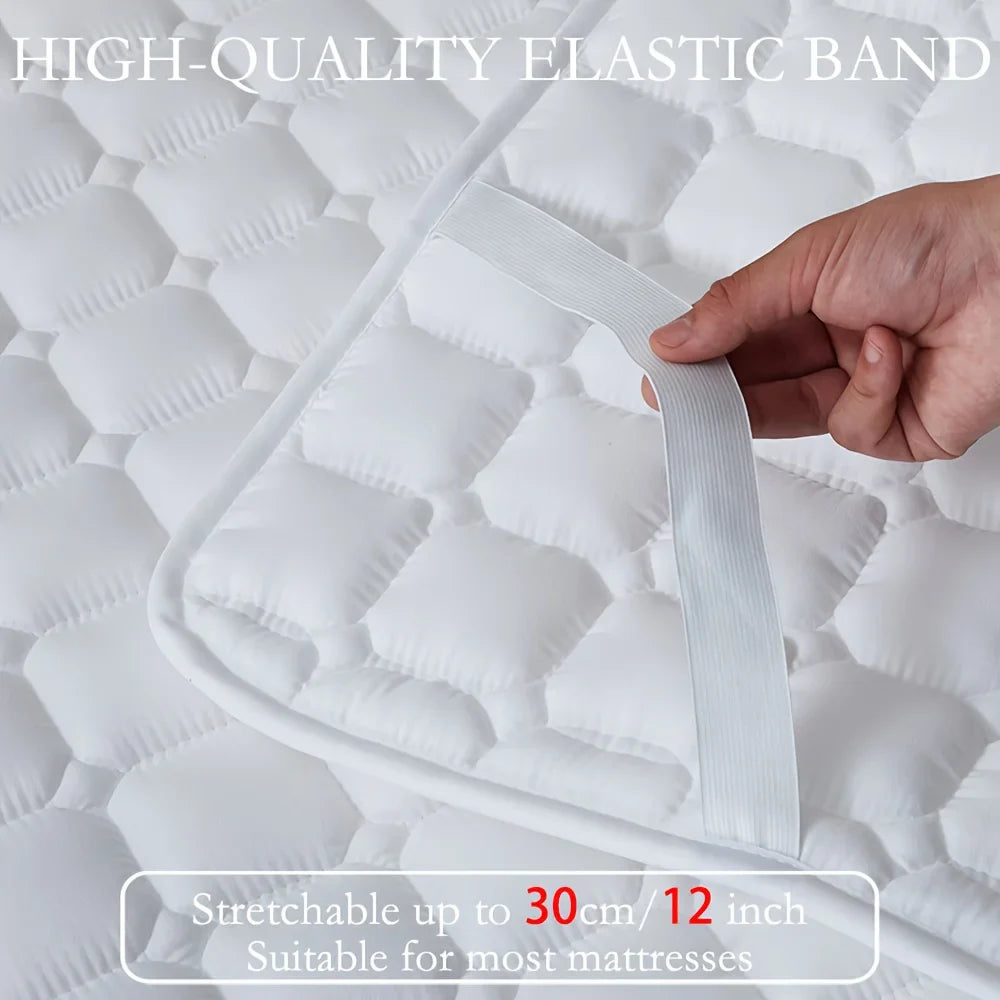 Waterproof Quilted Mattress Protector — Thickened, Breathable Topper for Single & Double Beds