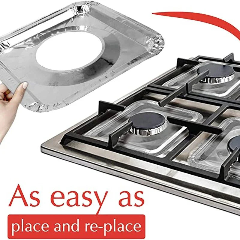 10/20pcs Disposable Aluminium Stove Protector Covers - Gas Burner Liners, Stovetop Cleaning Pads for Easy Kitchen Maintenance