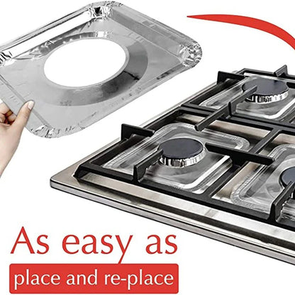 10/20pcs Disposable Aluminium Stove Protector Covers - Gas Burner Liners, Stovetop Cleaning Pads for Easy Kitchen Maintenance