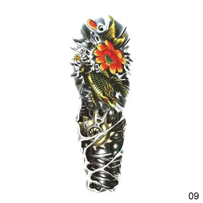 16 Designs Full Arm Temporary Tattoo Sleeves - Waterproof Body Art Stickers for Men & Women Fashion Style