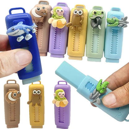 6PCS Italian Brainrot Tung Retractable Pencil Erasers — Kawaii Cute Drawing & Painting School Supplies