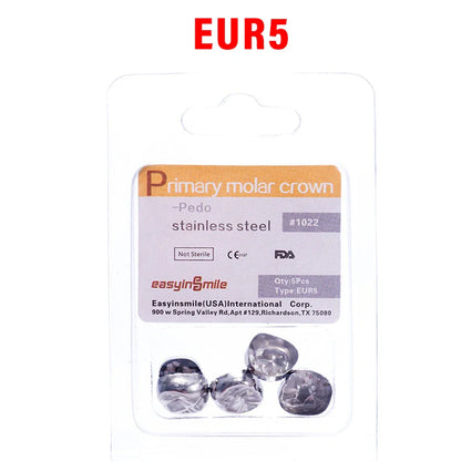 5PCS EASYINSMILE Kids Stainless Steel Dental Crowns – Primary Molar Teeth Refill D2-D7