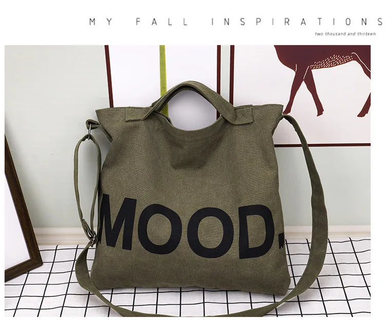 Women’s Tote Bag – Casual Canvas, Large Capacity Designer Handbag, Letters Shoulder & Crossbody Luxury Big Shopper Bag