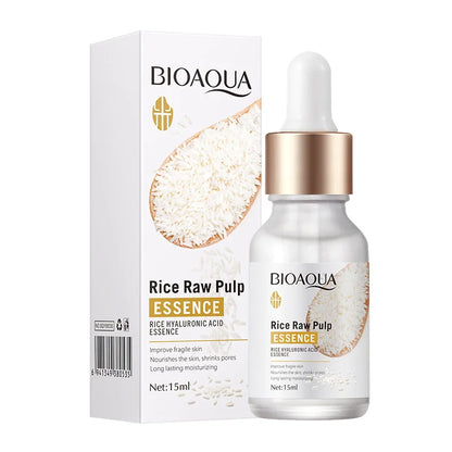 BIOAQUA Rice Raw Pulp Serum – Hydrating, Whitening & Anti-Wrinkle Face Essence with Hyaluronic Acid