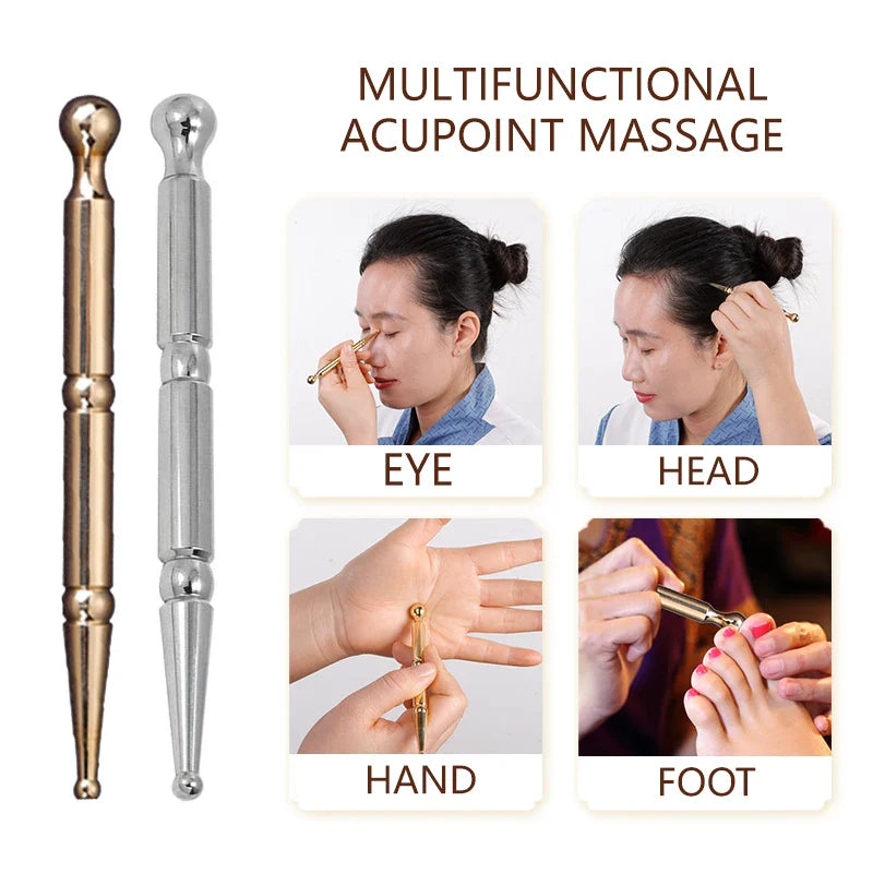 Copper Gua Sha Stick & Metal Massage Tools | Facial, Foot & Ear Point Probe for Beauty & Relaxation