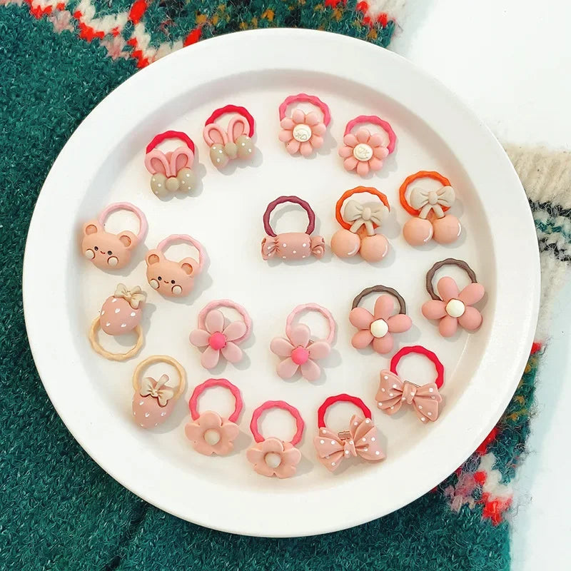 Cute Cartoon Bear & Bunny Hair Ties - Elastic Hair Accessories for Baby Girls & Children