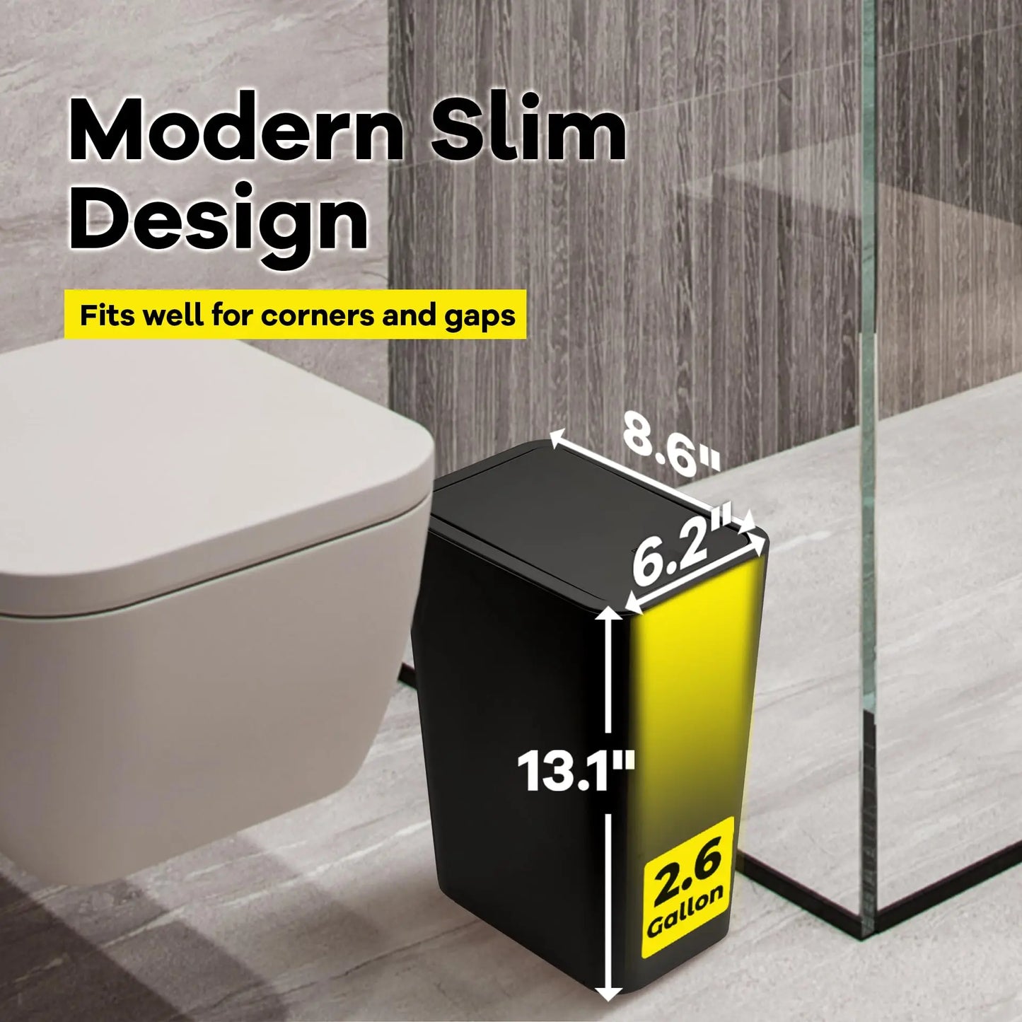 10L Bathroom Trash Can with Press Top Lid – Small Plastic Garbage Bin for Toilet, Bedroom & Living Room