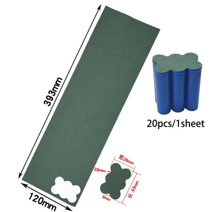 2-6P Hollow & Solid 18650 Li-ion Battery Insulating Gaskets – Positive Pole Protective Stickers with Highland Barley Paper Design