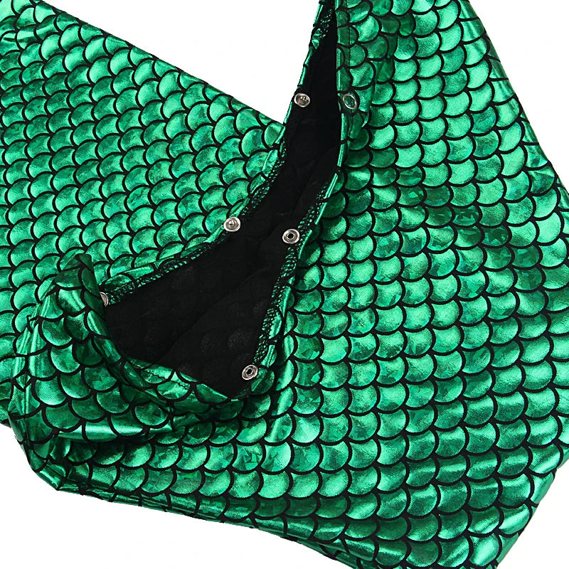 Cosplay Mermaid Tail Costume for Kids — Elastic Swimwear for Girls, Quick-Dry Swimming & Party Use