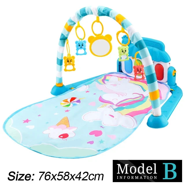 Baby Fitness Play Gym - Newborn Piano Activity Mat with Music, Crawling Blanket & Early Education Toys 0-36 Months