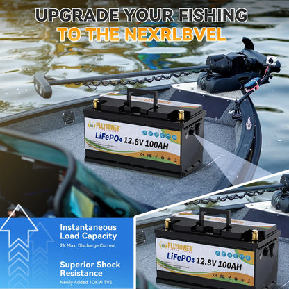 12V 100Ah LiFePO4 Battery Pack – 12.8V Lithium Iron Phosphate with 100A BMS for RV, Boat, Inverter, Solar & Wind Power Systems