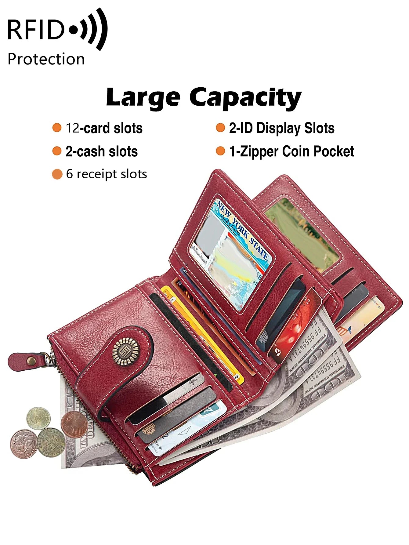 Fashionable Women’s Retro Short Wallet – PU Leather Multifunctional Handbag with Large Capacity, Multi-Card Slot & Coin Pocket