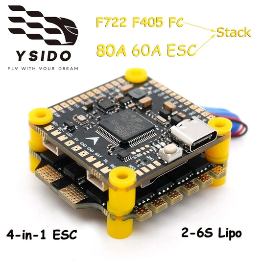 F405 V3 & F722 Flight Controller Stack — BLS 4-in-1 60A/80A ESC 2-6S LiPo for FPV Racing Drone Quadcopter