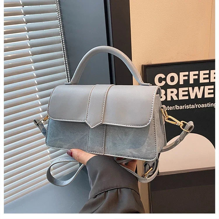 PU Leather Shoulder Bag for Women – Fashion Crossbody Vintage Underarm Square Satchel Handbag (Black)
