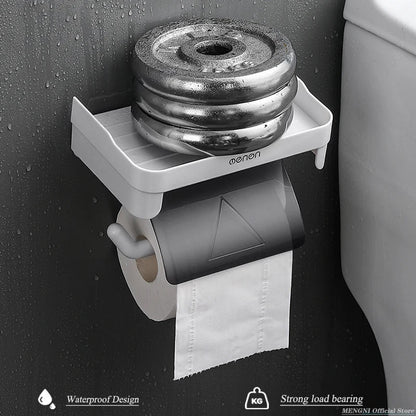 MENGNI Wall Mount Toilet Paper Holder - Waterproof Plastic Roll Paper Storage Rack for Bathroom Tissue - Organizer Shelves