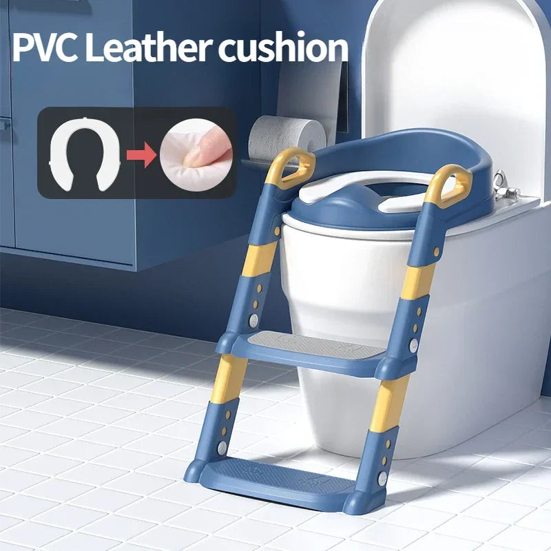 Children's Toilet Seat & Step Stool – Folding Toilet Ring with Stairway for Boys & Girls
