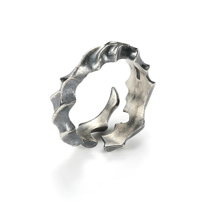 925 Silver Retro Vine Branch Ring for Men – Creative Open Adjustable Finger Jewelry