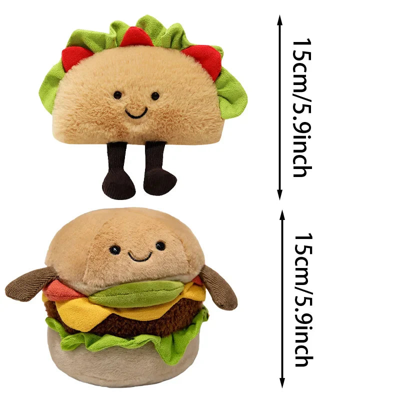 15cm Cute Cartoon Hamburger & Taco Plush Toy – Soft Fluffy Stuffed Doll, Creative Kids Gift for Birthday & Holidays