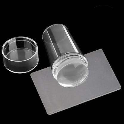 Clear Jelly Nail Stamper Set - Silicone Nail Art Stamp Tool with Scraper for Manicure Designs
